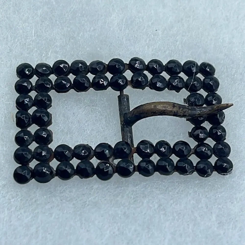 Antique French Jet Gothic Edwardian black belt buckle